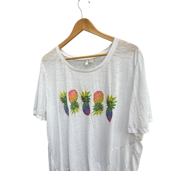 Cato Women’s 22/24W Pineapple Graphic Tie Front T Shirt Summer Casual Plus Top - Picture 6 of 11